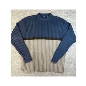 GAP Vintage Heavy Ribbed 100% Cotton Roll / Mock Turtleneck Sweater Blue Sz XXL